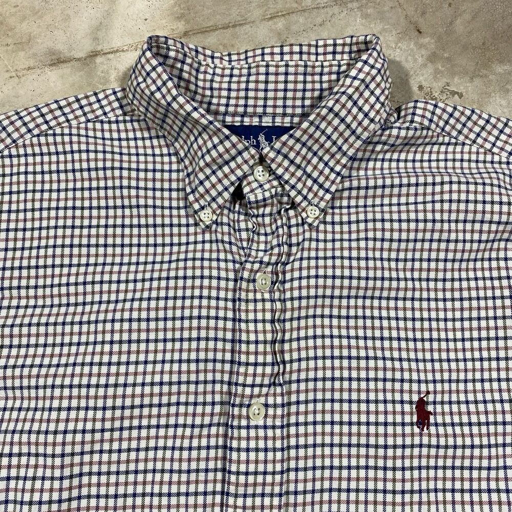 Ralph Lauren Shirt Mens XL Red Blue Green Plaid Classic Fit Button Down Preppy